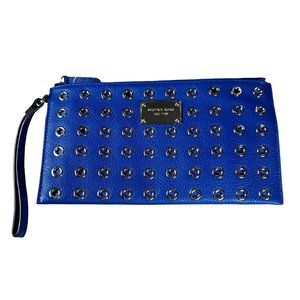 Michael Kors Royal Blue Eyelet Wristlet studded metal accents